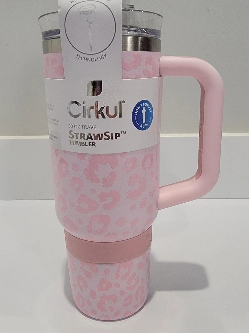 Cirkul StrawSip 30oz Travel Tumbler - Pink Leopard Print